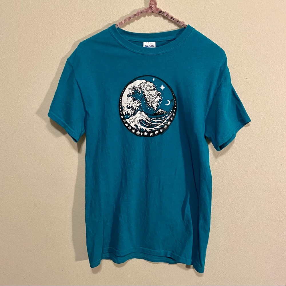 Teal Night Wave Surfer T shirt S
